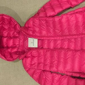 Pink goose-down filled Moncler kids jacket
